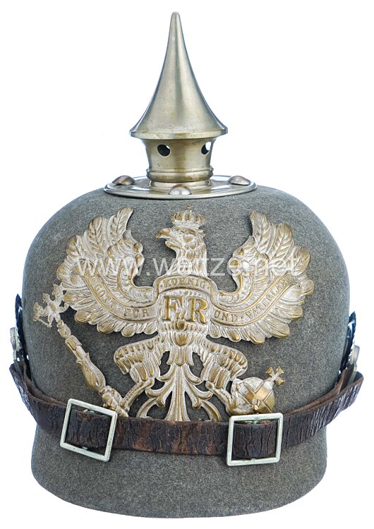 Preußen 1. Weltkrieg Ersatzpickelhaube aus Filz für Mannschaften in einem Pionier-Bataillon Bild 2