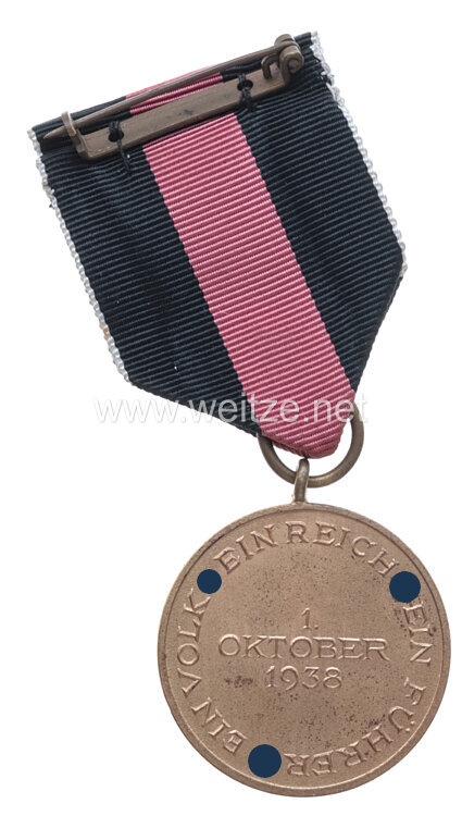 Medaille zur Erinnerung an den 1. Oktober 1938 (Anschluss Sudetenland) Bild 2