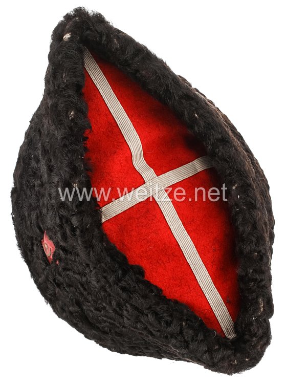 Wintermütze - Papacha - Kosakenmütze - Größe ca.62 Deckel grau mit rot  goldenen Streifen hergestellt