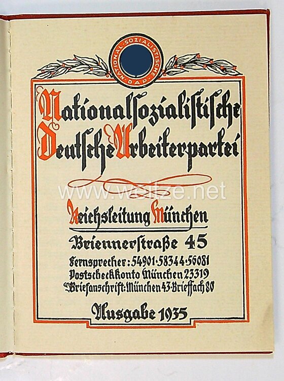 NSDAP - Mitgliedsbuch Nr. 1754398 für den Partei - Angehörigen Heinrich Ernst aus Hannover  Bild 2