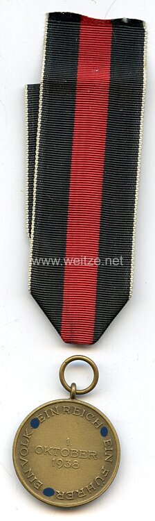 Medaille zur Erinnerung an den 1. Oktober 1938 (Anschluss Sudetenland) Bild 2