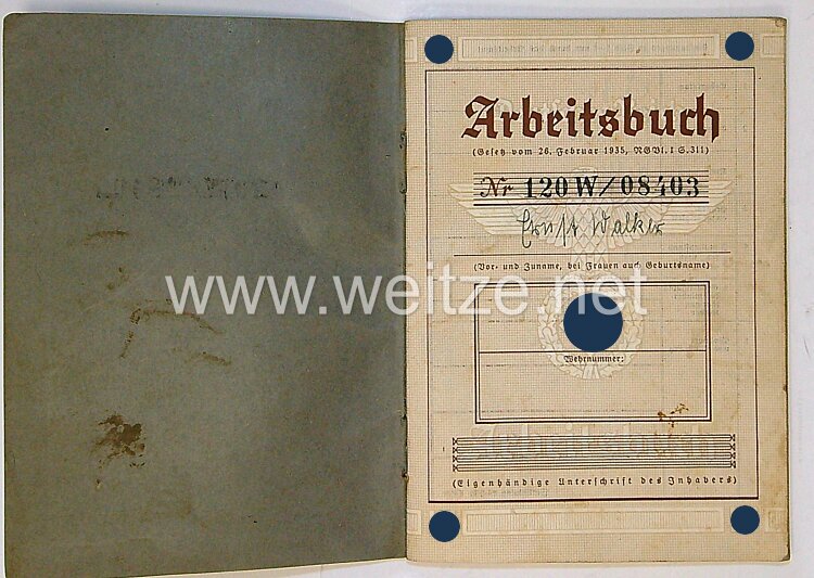 III. Reich - Konvolut von 4 x Arbeitsbuch 2. Modell mit großem Hoheitsadler Bild 2