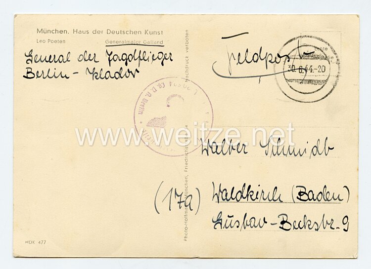 Luftwaffe - Originalunterschrift von Ritterkreuzträger Generalmajor Adolf Galland Bild 2