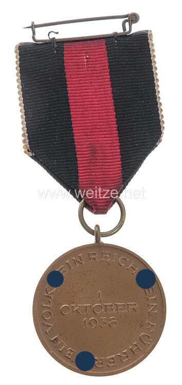 Medaille zur Erinnerung an den 1. Oktober 1938 (Anschluss Sudetenland) Bild 2