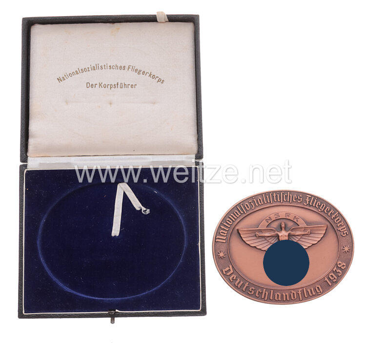 NSFK - nichttragbare Bronzene Plakette - " Nationalsozialistisches Fliegerkorps - Deutschlandflug 1938 " Bild 2