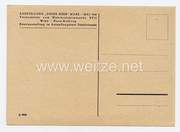 III. Reich - farbige Propaganda-Postkarte - " Ausstellung Unser Heer Wien 1944 " Bild 2