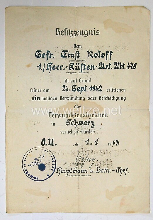 Wehrpaß, Soldbuch und Besitzzeugnis  für einen späteren Obergefreiten der Heeres-Flakartillerie-Abteilung 310 Bild 2