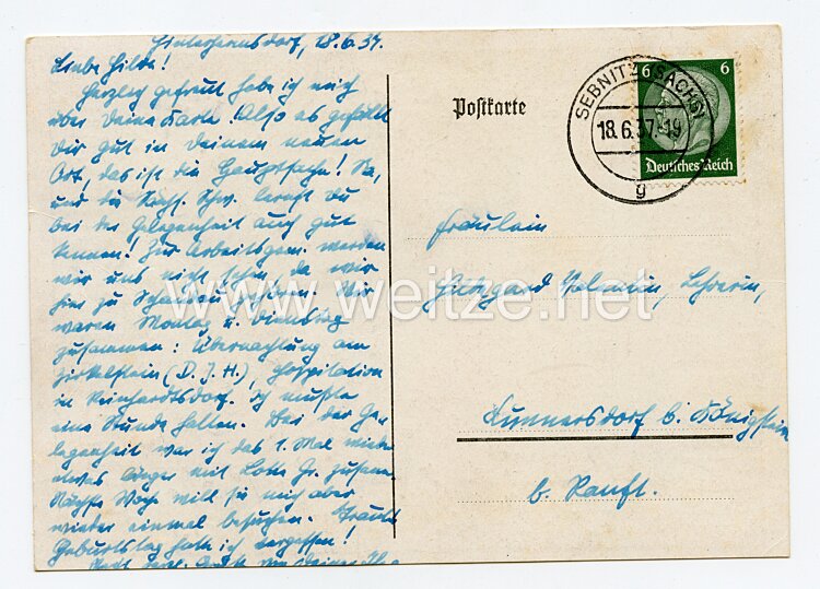 III. Reich - farbige Propaganda-Postkarte - " Dresdner Jahresschau April-September 1937 " Bild 2