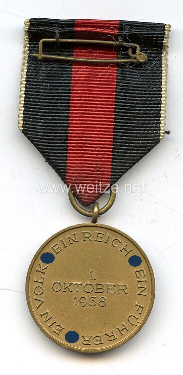 Medaille zur Erinnerung an den 1. Oktober 1938 (Anschluss Sudetenland) Bild 2